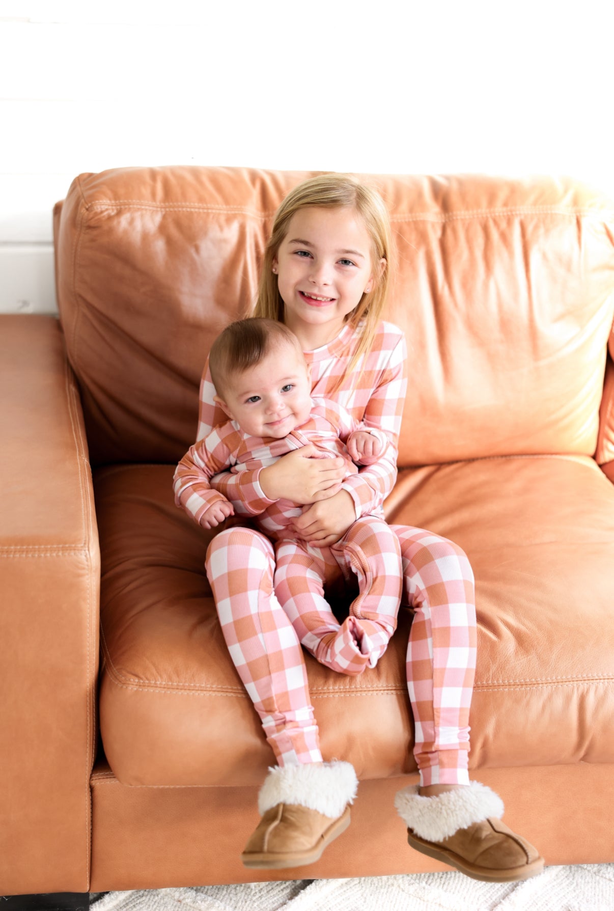 CORAL GINGHAM | ZIP ROMPER